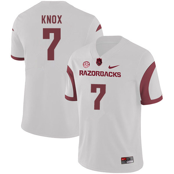 Men #7 Trey Knox Arkansas Razorbacks College Football Jerseys Sale-White - Click Image to Close